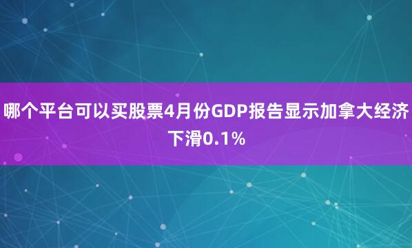 哪个平台可以买股票4月份GDP报告显示加拿大经济下滑0.1%